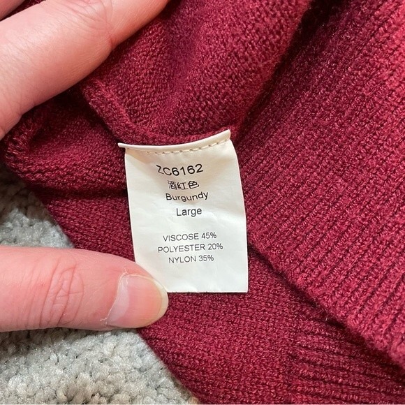 Maroon Cold-Shoulder Sweater Size L - Picture 3 of 9
